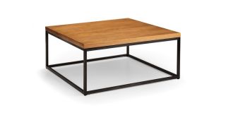 Brooklyn Square Coffee Table - Oak - Rustic Oak - Solid Oak & Gunmetal