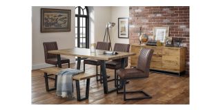 Brooklyn Dining Table - Solid Oak & Gunmetal