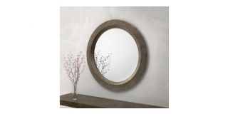 Cadence Round Wall Mirror - Large - Pewter Effect Lacquered Finish