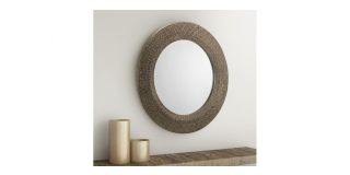 Cadence Round Wall Mirror - Small - Pewter Effect Lacquered Finish