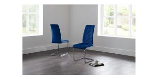 Calabria Velvet Cantilever Dining Chair - Blue - Blue Velvet