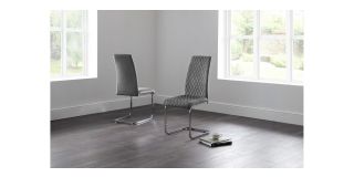 Calabria Velvet Cantilever Dining Chair - Grey - Grey Velvet