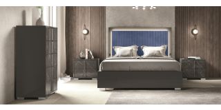 Sky King Size 5ft Bed With Majestic Headboard With Quilted Striped Padding And Led Lights And Usb Ports - Full Bedroom Set Available Call For Price