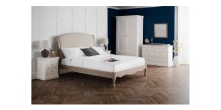 Camille Bed - Oatmeal Linen - Limed Oak - Other Sizes Available - 135cm 150cm 180 cm
