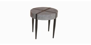 Carlos Circular End Table with Black Metal Legs