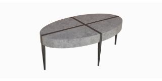 Carlos Oval Coffee Table with Black Metal Legs