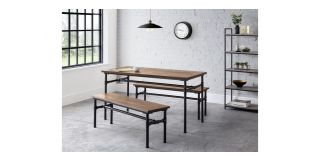 Carnegie Dining Table - Mocha Elm - Black Metal