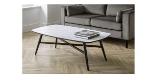 Caruso Marble Effect Coffee Table - White Marble Effect - MDF