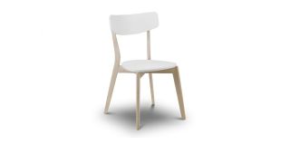 Casa Dining Chair - Matt White Lacquered Top with Limed Oak Effect Base - Solid Malaysian Hardwood with MDF