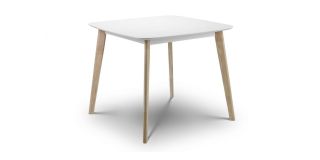 Casa Square Dining Table - Matt White Lacquered Top with Limed Oak Effect Base - Solid Malaysian Hardwood with MDF