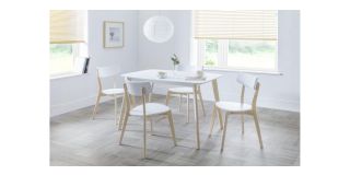 Casa Rectangular Dining Table - Matt White Lacquered Top with Limed Oak Effect Base - Solid Malaysian Hardwood with MDF