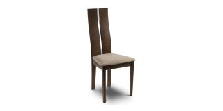 Cayman Dining Chair - Biscuit Coloured Linen - Walnut Coloured Lacquered Finish - Solid Beech