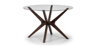 Chelsea Glass Top Dining Table - Walnut Coloured Lacquered Finish - Solid Beech