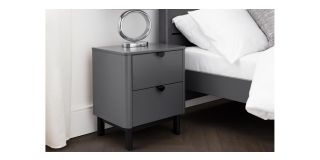 Chloe 2 Drawer Bedside - Storm Grey Lacquer - Lacquered MDF