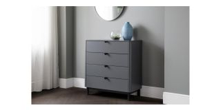 Chloe 4 Drawer Chest - Storm Grey Lacquer - Lacquered MDF