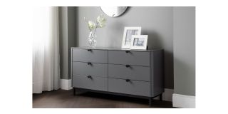 Chloe 6 Drawer Chest - Storm Grey Lacquer - Lacquered MDF