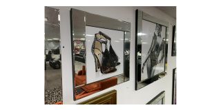 Black Shoes With Tassels Scene Print With Mirrored Frame - Sold As Seen - Ex-display Showroom Product 49282