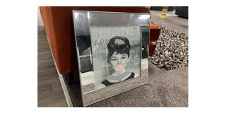 Female Bubble Gum Scene Print With Mirrored Frame - Sold As Seen - Ex-display Showroom Product 49279