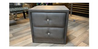 Grey Fabric 2 Drawer Bedside Cabinet - Sold As Seen - Ex-display Showroom Product 49234