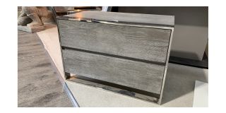 Wood And Chrome Grey Bedside Cabinet - Light Scratches Sold As Seen - Ex-display Showroom Product 49251