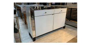 White High Gloss Mirrored Sideboard - Chipped At Front Sold As Seen - Ex-display Showroom Product 49256