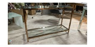 Rose Gold And Glass Console - Chips And Scuffs Sold As Seen - Ex-display Showroom Product 49260