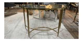 Metal And Glass Half Moon Console - Few Scratches Sold As Seen - Ex-display Showroom Product 49261