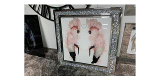 Twin Parrots In Crushed Glass Frame - Sold As Seen - Ex-display Showroom Product 49275