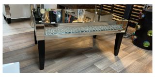 Glass And Crushed Diamond Mirrored Coffee Table - Few Cracks And Scuffs Sold As Seen - Ex-display Showroom Product 49239