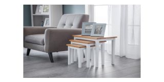 Cleo Nest of Tables - Two Tone White-Oak Finish - Low Sheen Lacquer - Solid Malaysian Hardwood