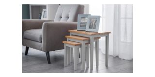 Cleo Nest of Tables - Grey & Oak - Solid Malaysian Hardwood