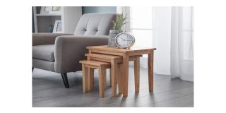 Cleo Nest of Tables - Light Oak Finish - Low Sheen Lacquer - Solid Malaysian Hardwood