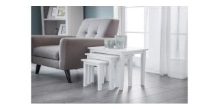 Cleo Nest of Tables - White - Low Sheen Lacquer - Lacquered Rubberwood