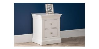 Clermont 2 Drawer Bedside - White - White Lacquer - Solid Pine with MDF