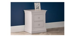 Clermont 2 Drawer Bedside - Light Grey - Light Grey Lacquer - Solid Pine with MDF