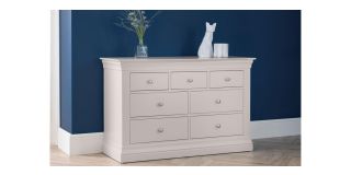 Clermont 4+3 Drawer Chest - Light Grey - Light Grey Lacquer - Solid Pine with MDF