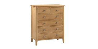 Cotswold 4+2 Drawer Chest - Natural Satin Lacquer - Solid Oak with Real Oak Veneers