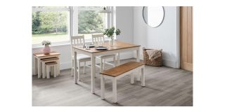 Coxmoor Rectangular Dining Table - Ivory & Oak - Ivory Lacquer - Solid Oak