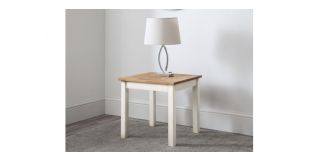 Coxmoor Lamp Table - Ivory & Oak - Ivory Lacquer - Solid Oak