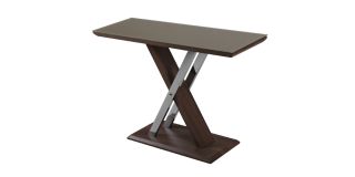 Cuba Console Table Dark Wood effect with Khaki Glass and Chrome Legs