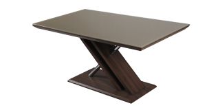 Cuba Dining Table Dark Wood effect with Khaki Glass and Chrome Legs