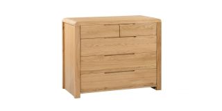 Curve 3+2 Drawer Chest - Waxed Oak - Solid Oak with Real Oak Veneers