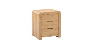 Curve 3 Drawer Bedside - Waxed Oak - Solid Oak with Real Oak Veneers