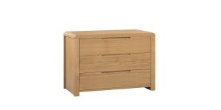 Curve 3 Drawer Chest - Waxed Oak - Solid Oak with Real Oak Veneers