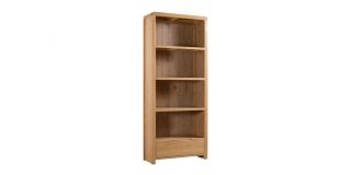 Curve Tall Bookcase - Solid Oak with Real Oak Veneers