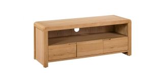 Curve TV Unit - Solid Oak with Real Oak Veneers