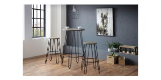 Dalston Round Bar Stool - Mocha Elm - Solid Elm & Powder Coated Steel