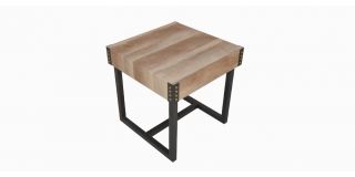 Dalton End Table Old Wood Finish with Black Metal Legs