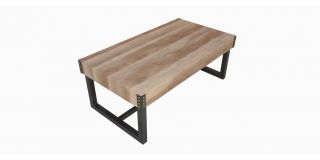 Dalton Rectangular Coffe Table Old Wood Finish with Black Metal Legs