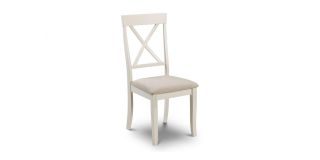 Davenport Dining Chair - Ivory Faux Suede - Low Sheen Lacquer - Solid Malaysian Hardwood